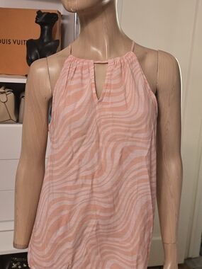 Nine West Peach Stripe Halter Tank